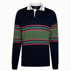 Jersey de Rugby Tejido con Hilo Teñido Personalizado, Peso Pesado 350gsm, Algodón CVC, Rayas, Manga Larga, Camiseta de Rugby, Suéter de Rugby - Product Image 1