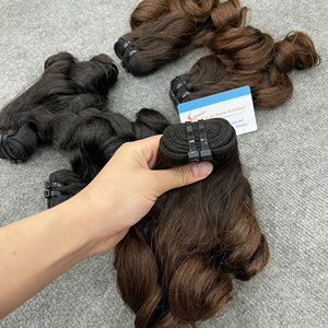 ผมเวียดนามแท้แบบดิบ ติดอันดับขายดีที่สุด แบบมัดเป็นช่อ  ดับเบิ้ลดรอว์น  สีดำธรรมชาติ นุ่ม เด้ง หนา ปลายผมเต็ม - Product Image 2
