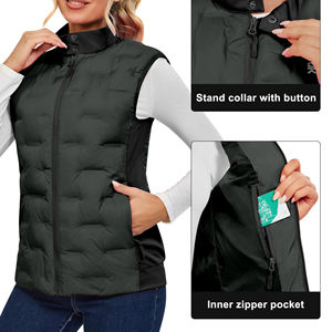 Chaleco acolchado sin mangas, ligero, impermeable, transpirable, cortavientos, plegable, de talla grande, para mujer, de poliéster, para invierno. - Product Image 5