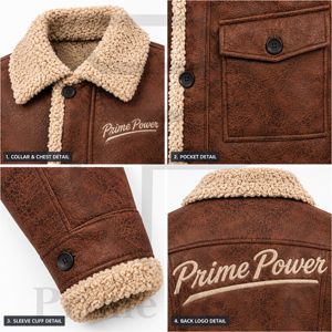 Men's Brown Genuine Leather Bomber <b>Jacket</b> Cotton Lined Winter Warm <b>Casual</b> Outdoor Fashion Coat Front Wholesale Direct Supplier - Product Image 3