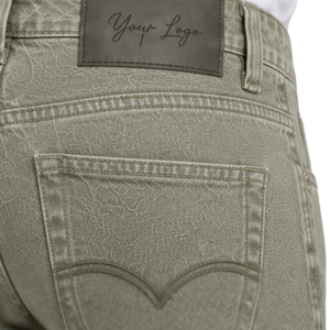 Jean en denim vert sauge pour homme, coupe droite, coupe classique, pantalon décontracté tendance, motif texturé, cinq poches, streetwear - Product Image 5