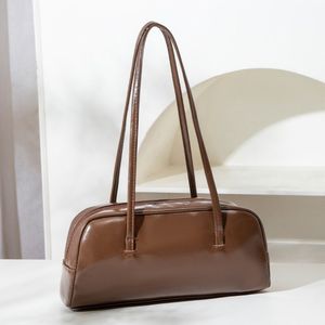 Borsa Boston Piccola in Pelle Cerata Effetto Olio Stile Retrò, Semplice a Tracolla per il Pendolarismo con Decorazioni di Paillettes, Borsa a Mano Casual con Motivo Struzzo - Product Image 1