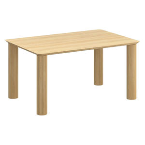 Mesa de comedor de madera maciza nórdica de lujo, moderna, minimalista, rectangular, con elegante patas acanaladas para comedor. - Product Image 5