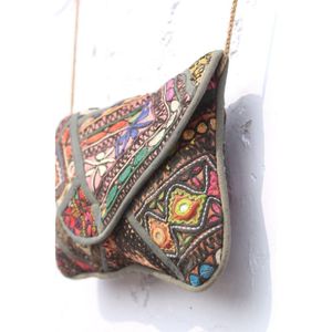 Casual Style Hand Embroidery Banjara Casual Fashion Open Closure <b>Chains</b> Patchwork <b>Mirror</b> Work Clutch Purse for Women's Daily Use - Product Image 3