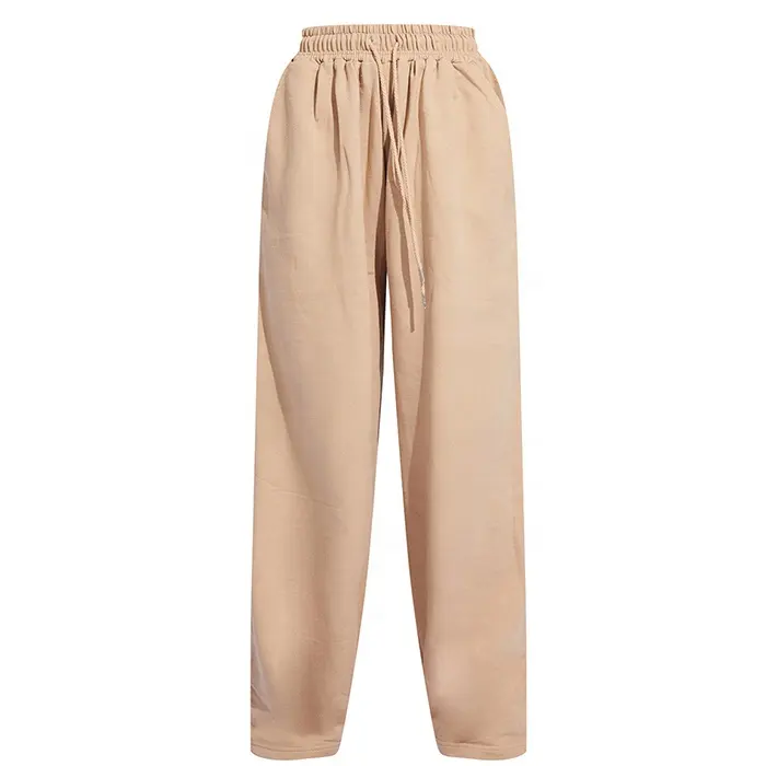 Pantaloni da donna larghi larghi a pieghe Oversize Casual estivi da donna pantaloni larghi in cotone a vita alta blu