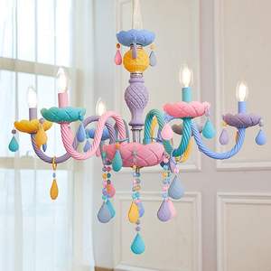 Lámpara de Araña de Cristal LED Nórdica con Forma de Macarons, Altura Ajustable, Luz Blanca Cálida E14, para Habitación de Niñas, Estilo Princesa, Villa, Haz de Luz de 360° - Product Image 5