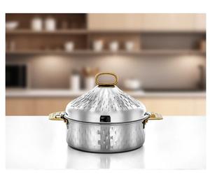 Cacerola con Acabado Plateado, Olla para Servir Comida en la Mesa, Mantiene la Comida Caliente, Organizador para Bodas con Tapa Elegante Hecha a Mano - Product Image 4