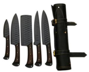 Handmade High Quality 5-Piece Powder Coated Chef <b>Knife</b> <b>Set</b> with <b>Sharp</b> Serrated Edge and Customized Handle for Multi-Purpose Use - Product Image 3