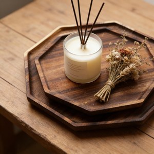 Plateau pliable artisanal en bois d'acacia écologique avec finition polie pour la présentation de fruits et légumes |   Vaisselle pour la restauration de fête - Product Image 1