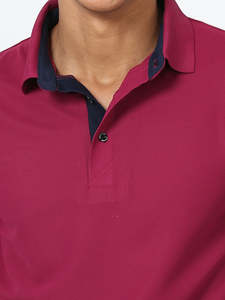 Men's Golf for <b>Shirt</b> Solid Color <b>Button</b> Front Logo <b>Half</b> Sleeve Breathable Knitted Cotton Casual - Product Image 3