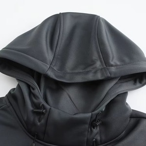 Pull à capuche long pour homme 100% polyester imprimé numérique uni pour l'automne/l'hiver - Product Image 3