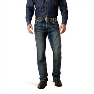 <b>Men</b> -style Distressed Cat Whisker Patterns Mid Boot Cut Denim Jeans 100% Cotton Medium Vibe Style Casual - Product Image 1