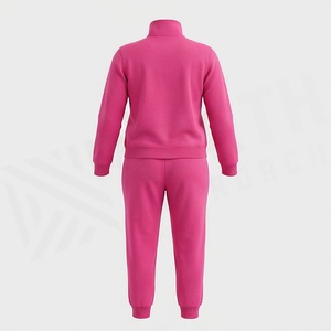 Women's Pink Fleece 2 Piece <b>Tracksuit</b> Set Full Sleeve Zipper Casual Sportswear Regular Fit All Seasons Solid Color Jogger Pants - Product Image 4