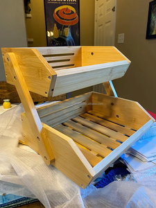 Hot Sale 2-Layer <b>Large</b> Kitchen <b>Storage</b> Rack <b>Basket</b> Rectangle Wood with Handles Food <b>Storage</b> Modern Style High Quality FWE - Product Image 3