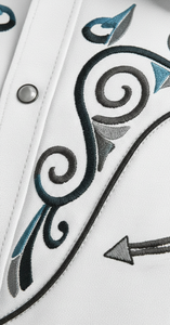 Western <b>Cowboy</b> Shirt Vintage Long Sleeve Slim Fit Casual Unisex | Contrast Piping Western Style Performance <b>Top</b> - Product Image 5