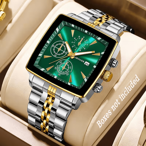 Nouvelle montre à quartz pour homme tendance, carrée, en acier inoxydable, avec chronographe lumineux et affichage du cadran à aiguilles B912 - Product Image 3