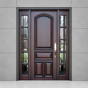Puerta de Entrada Moderna de Madera Sólida con Paneles Laterales de Vidrio, Superficie Acabada, Estilo Abatible, para Uso Exterior GA-45S - Product Image 3