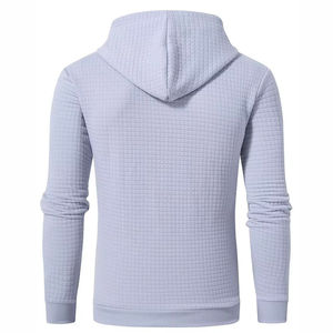 Sudadera con Capucha Rhuude Personalizada para Hombre, Tejido Waffle, Color Sólido Texturizado, Estilo Casual, Corte Ajustado, Manga Larga, Streetwear - Product Image 5