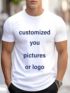 Camiseta de Manga Corta para Hombre, Cuello Redondo, Tejido de Punto 100% Sólido, con Logotipo Personalizado, 220g, Producción en Fábrica, Ropa al Por Mayor, OEM, ODM - Product Image 5