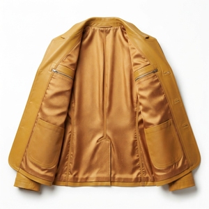 Chaqueta Blazer de Moda Premium para Hombre, de Cuero Genuino de Vaca, con Cuello Alto, Impermeable y Ecológica, Proveedor OEM ODM Personalizado - Product Image 4
