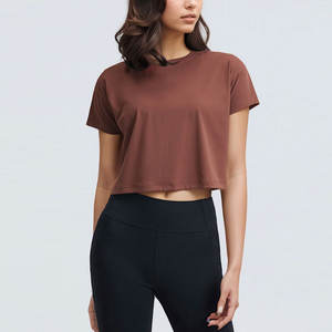 Camisetas cortas personalizadas de color liso para mujer, más vendidas, OEM, nueva llegada, camisetas cortas de moda para mujer en venta - Product Image 3