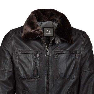 Veste en cuir pour homme de qualité supérieure, véritable peau de mouton, manteau bomber d'hiver, coupe ajustée, style moto, fermeture éclair sur le devant, design avec poches - Product Image 5