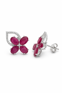 Pendientes de Esmeralda y Diamante en Plata de Ley 92.5 KLST-30197 - Product Image 5