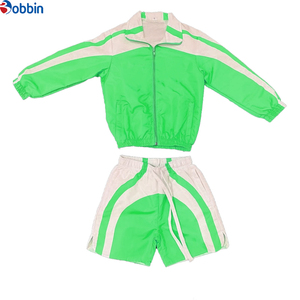 Comfortable Men's Orange White Color Blocking Sporty Tracksuit <b>Set</b> Stand Collar Zipper Jacket Shorts Breathable <b>Knitted</b> - Product Image 2