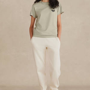 Camiseta de Algodón Personalizada OEM ODM al por Mayor, Cuello Redondo, Manga Corta, Unisex, Verde Salvia, Fabricación de Ropa en Blanco - Product Image 5