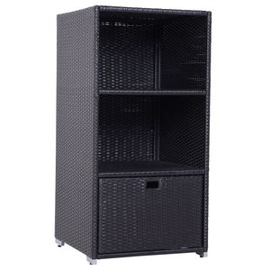 Mobiletto porta asciugamani da piscina marrone scuro 47 pollici, in rattan PE, con 2 ripiani e cassetto inferiore, per patio e giardino, in plastica - Product Image 1