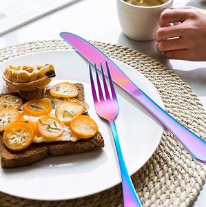 Rainbow Stainless Steel Cutlery Set with Spoon Fork Knife Chopsticks Travel Case <b>Mirror</b> Polish Durable Modern Design - Product Image 3