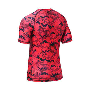 เสื้อรัดกล้ามเนื้อพิมพ์ลายทั้งตัวสำหรับ MMA BJJ แห้งเร็ว ทรงเข้ารูป ผลิตจากโพลีเอสเตอร์ แขนสั้น เหมาะสำหรับออกกำลังกายสำหรับผู้ชาย - Product Image 3