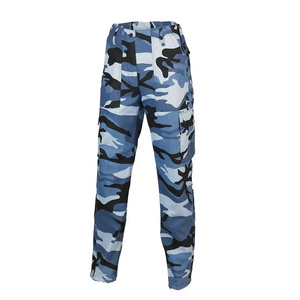 Pantalones Cargo de Camuflaje Azul para Hombre, Cintura Alta, Corte Regular, Transpirables, de Poliéster y Algodón, Ropa Casual de Verano - Product Image 6