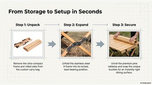 Stainless Steel <b>Folding</b> Picnic <b>Table</b> for Outdoor Camping and Hiking Modern Design Outdoor Furniture - Product Image 5