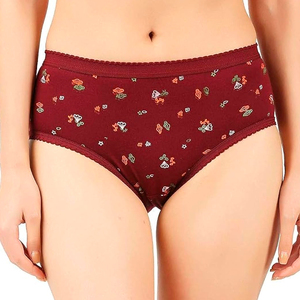 High-Waist Women's <b>Panties</b> Floral Print Cotton Spandex Breathable Knitted Everyday Underwear Standard Thickness Machine Washable - Product Image 5