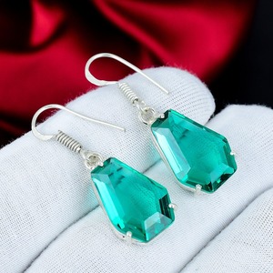 Aquamarine Gemstone <b>Earrings</b> 925 Sterling <b>Silver</b> Handmade Boho Dangle <b>Blue</b> Gemstone Jewelry Gifts for Women RUHAN GEMS ER-0312 - Product Image 3