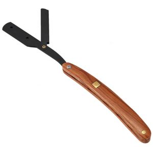 Rasoir de coiffeur professionnel à lame unique avec manche en bois Lame de rasoir à bord droit en acier inoxydable de haute qualité - Product Image 5