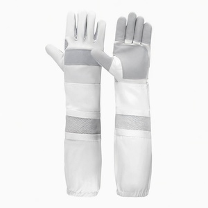 Custom Goatskin Leather Beekeeper <b>Gloves</b> with <b>Long</b> Canvas Sleeves & Elastic Cuffs Sting-Proof Protective <b>Gloves</b> for Beekeeping - Product Image 6