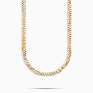Chaîne cubaine de luxe en or jaune 8 mm avec griffes, entièrement sertie de moissanite VVS, collier hip-hop - Product Image 1