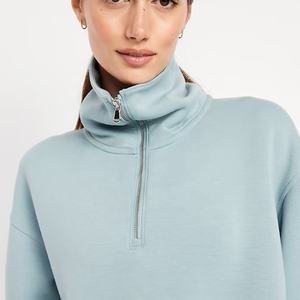 Custom Logo <b>Women</b> <b>Half</b> <b>Zip</b> Tracksuit Set Sweatshirt with Jogger Pants Wholesale Casual Gym Wear Tracksuit Available in All Sizes - Product Image 3