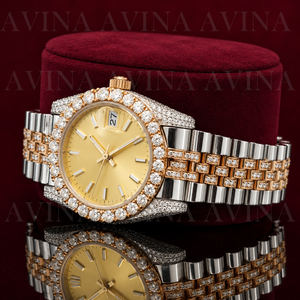 Reloj de Pulsera Mecánico Automático de Lujo con Moissanita de Dos Tonos, Estilo Hip Hop, con Fecha Analógica para Hombre, Piedras de Color D VVS, Pasa el Test de Diamantes - Product Image 4