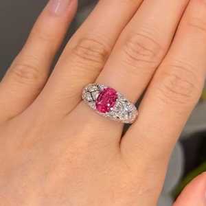 Anillo de Lujo Solitario con Moissanita Rosa de Corte Ovalado de 2CT, Unisex, Plata 925, Joyería Fina, Regalo Especial para Ella - Product Image 5