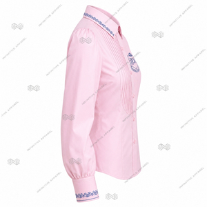 Blusa Rosa de Fiesta para Mujer, Estilo Holgado, con Botones, Bordada y Plisada, de Manga Larga, Marca Jack Jill America JJOA, Venta al Por Mayor - Product Image 3