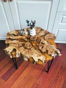Golden Canyon <b>Epoxy</b> <b>Coffee</b> <b>Table</b> – Handcrafted Live Edge Olive Wood River <b>Table</b> Irregular Live Edge Wood <b>Epoxy</b> Side <b>Table</b> - Product Image 6