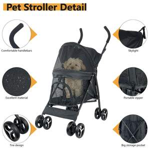 รถเข็นสำหรับสัตว์เลี้ยงพับได้สำหรับตั้งแคมป์พร้อมตาข่ายปรับได้ TH-PPS-238ซับในกันน้ำ - Product Image 6