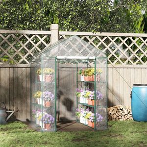 5 'X 5' X 6 'serra Walk-in con scaffalature a 3 livelli e porta avvoltiera per uso esterno e giardino - Product Image 2