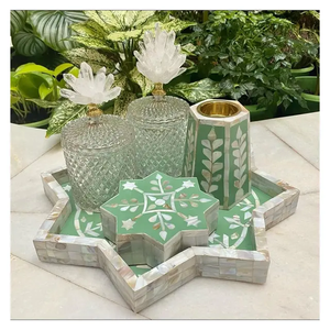 Ensemble de brûleur à bakhoor PearlLuxe Heritage, fait main, incrustation de nacre, mosaïque de coquillages, porte-encens pour décoration de maison de luxe - Product Image 5