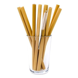 Pajita de fibra de bambú Natural 100% de alta calidad, Pajita de bambú Natural ecológica de 26cm X 8mm, Pajita desechable para beber en frío y caliente - Product Image 1