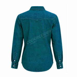 Chemise en jean pour femme à manches longues, boutonnée, décontractée, ample et douce, idéale pour le quotidien et les tenues féminines saisonnières - Product Image 6