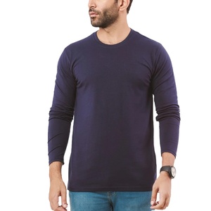 Camiseta de manga larga de color azul para hombre, camiseta lisa informal de cuello redondo, de Sportar Internacional, venta al por mayor - Product Image 1